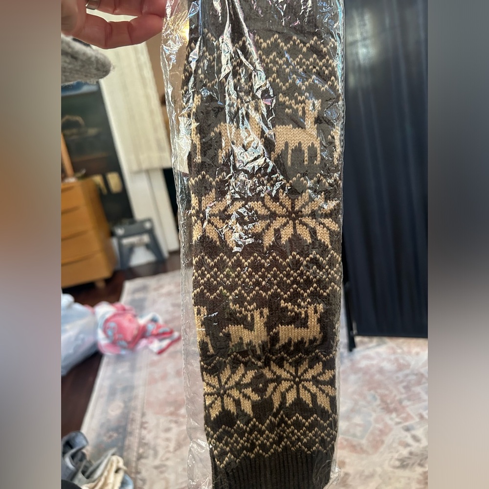 Brown and Cream Patterned Leg Warmers